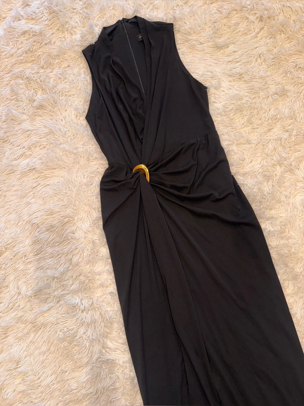 NEW Donna Karan New York Belt Detail Black Sheath Maxi Dress sz 6 - Picture 7 of 10